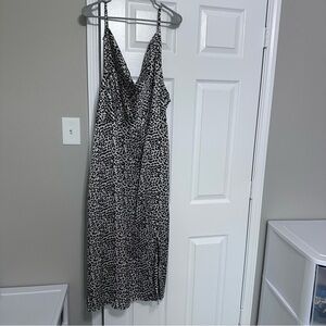 Shein silky cheetah scoop neck dress